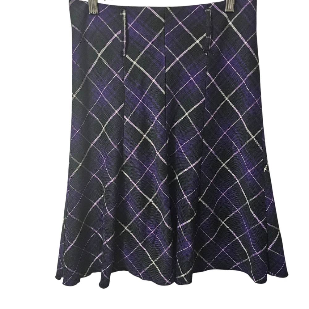 Tovia Black and Purple A-Line Knee-Length Skirt-Medium